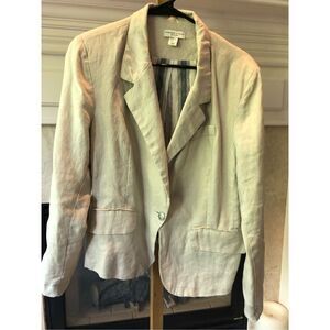 Adrienne Vittadini Women’s Cream with Blue Striped Inside One Button Blazer Suit